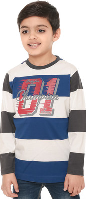 

Body Glove Boy's Striped Cotton T Shirt(Multicolor, Pack of 1, Blue