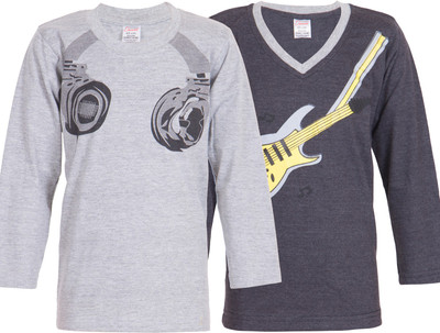 

Ultra Fit Boys Printed Cotton T Shirt(Multicolor, Pack of 2), Dgrey;grey