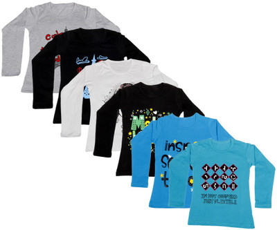 

IndiWeaves Girls Printed Cotton T Shirt(Multicolor, Pack of 6, Black;blue;grey;white