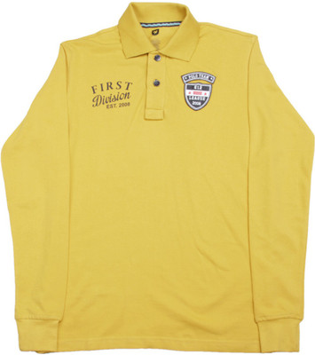 

612 League Boys Solid Cotton T Shirt(Yellow, Pack of 1, Mustard