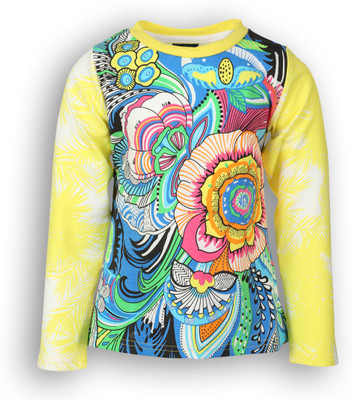 

Lilliput Girls Printed Cotton Polyester Blend T Shirt(Yellow, Pack of 1, Lime