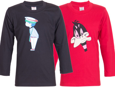 

Ultra Fit Boys Printed Cotton T Shirt(Multicolor, Pack of 2), Dgrey;red