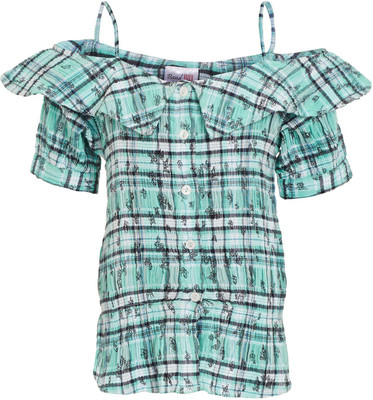 

Band Box Casual Cotton Lycra Blend Top(Green, Pack of 1, Multi