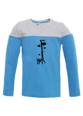 

Insta Fab Boys Printed Cotton T Shirt(Blue, Pack of 1