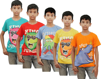 

Kothari Boys Printed Cotton T Shirt(Multicolor, Pack of 5, Multi