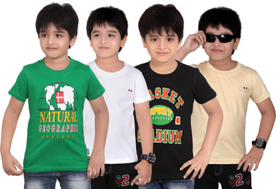 

FabTag - Dongli Boys Solid, Printed Cotton T Shirt(Multicolor, Pack of 4