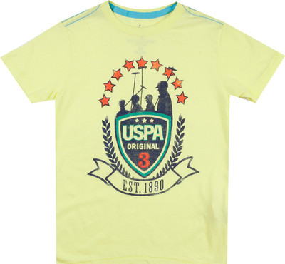 

US Polo Kids Boys Solid Cotton T Shirt, Lt. yellow