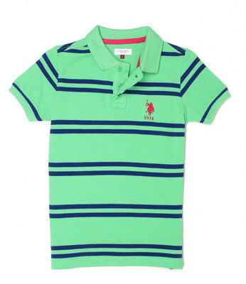 

US Polo Kids Boys Printed Cotton T Shirt(Green, Pack of 1