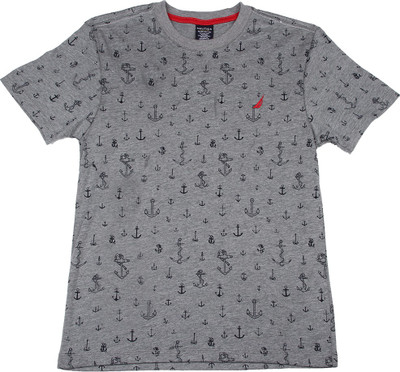 

Nautica Boys Printed T Shirt(Grey, Pack of 1, 50