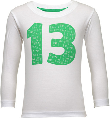 

NO.99 Boys Printed Cotton T Shirt(White, Pack of 1