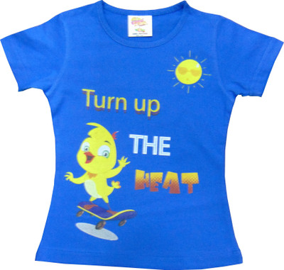 

Eena Meena Deeka Girls Printed Cotton T Shirt(Blue, Pack of 1