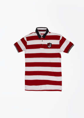 

Gini & Jony Boys Striped Cotton T Shirt(Red, Pack of 1, 1121