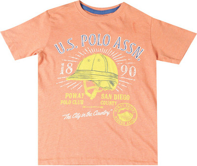 

US Polo Kids Boys Printed Cotton T Shirt(Orange, Pack of 1, Me orange