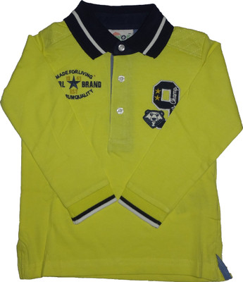 

Hoptrendz Boys Embroidered Cotton T Shirt(Yellow, Pack of 1