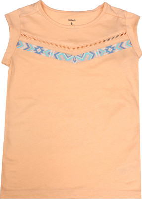 

Carter's Girls Solid Cotton T Shirt(Orange, Pack of 1, Peach (830)