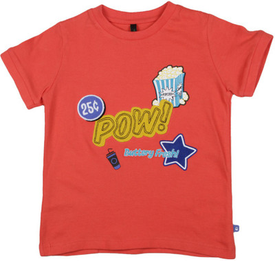 

United Colors of Benetton Boys Applique Cotton T Shirt(Red, Pack of 1