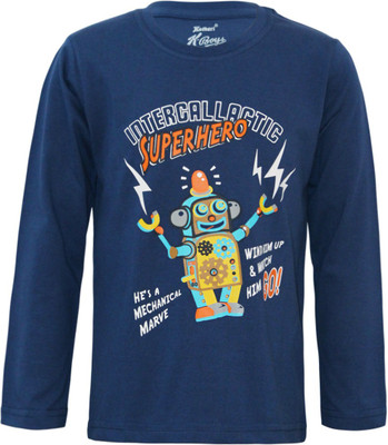 

Kothari Boys Printed Cotton T Shirt(Dark Blue, Pack of 1, Navy