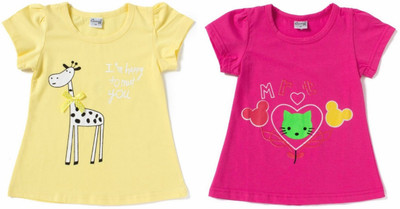 

Camey Girls Printed Lycra T Shirt(Multicolor, Pack of 2, Multi