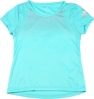 

ADIDAS Girls Graphic Print Polyester T Shirt(Green, Pack of 1, Vivmin