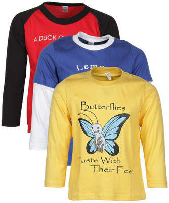 

Gkidz Boys Printed Cotton T Shirt(Multicolor, Pack of 3