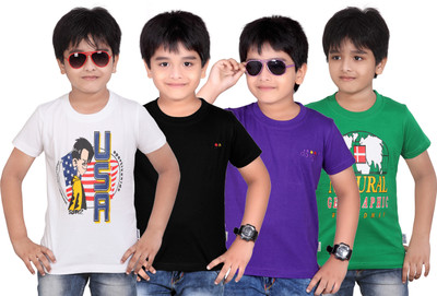 

FabTag - Dongli Boys Solid T Shirt(Multicolor, Pack of 4