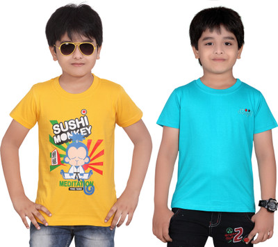 

FabTag - Dongli Boys Solid, Printed Cotton T Shirt(Multicolor, Pack of 2