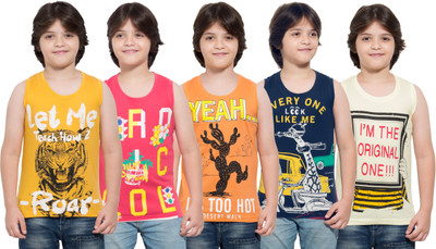

Maniac Boys Printed Cotton T Shirt(Multicolor, Pack of 5, Fushia;half white;navy;orange;yellow