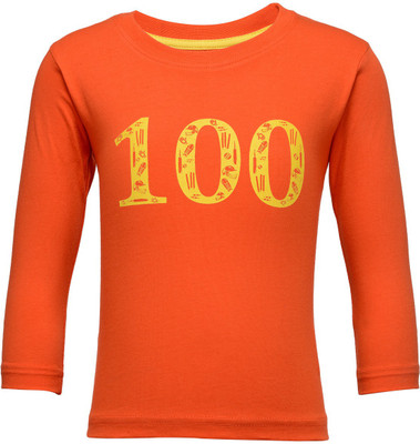 

NO.99 Boys Printed Cotton T Shirt(Orange, Pack of 1