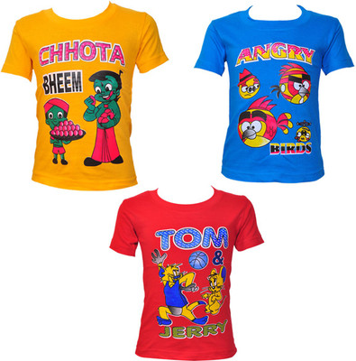 

Pari & Prince Boys Printed Hoisery T Shirt(Multicolor, Pack of 3