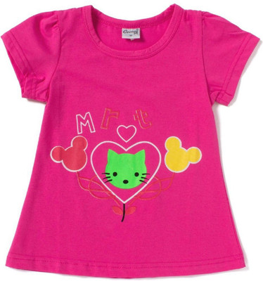 

Camey Girls Printed T Shirt(Pink, Magenta