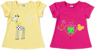 

Camey Girls Printed Lycra T Shirt(Multicolor, Pack of 2, Xl