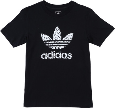 

ADIDAS Girls Printed Cotton T Shirt(Black, Pack of 1