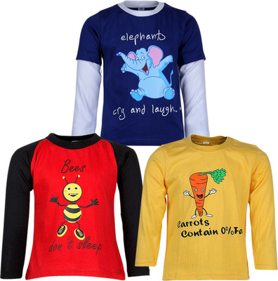 

Gkidz Boys Printed Cotton T Shirt(Multicolor, Pack of 3