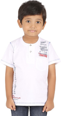 

Last Bench Boys Printed Cotton T Shirt(White, Pack of 1
