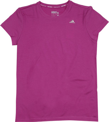 

ADIDAS Girls Solid Polyester Viscose Blend T Shirt(Purple, Pack of 1, Shopur/silvmt