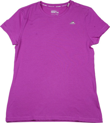 

ADIDAS Girls Solid Polyester Viscose Blend T Shirt(Purple, Pack of 1, Shopur/silvmt