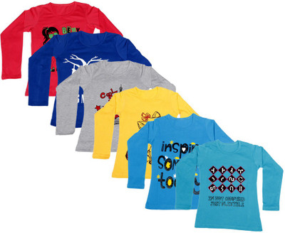

IndiWeaves Girls Printed Cotton T Shirt(Multicolor, Pack of 6, Blue;grey;red;yellow