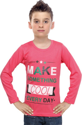 

IndiWeaves Boys Printed Cotton T Shirt(Pink, Pack of 1