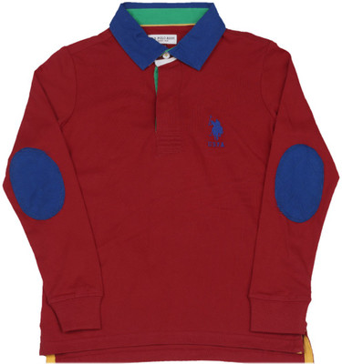 

US Polo Kids Boys Solid Cotton T Shirt, Me. red