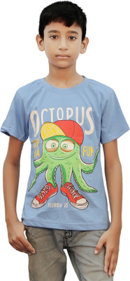 

Kothari Boys Printed Cotton T Shirt(Blue, Pack of 1