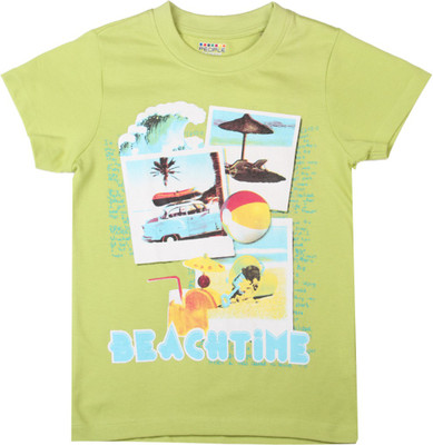 

People Boys Printed Polyester Modal Blend T Shirt, Green