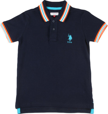 US Polo Kids Boys Solid Cotton T Shirt, Navy
