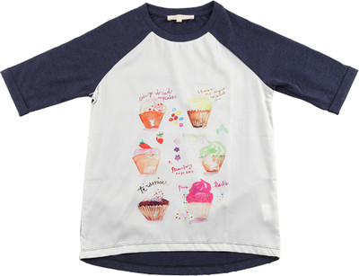 

Chemistry Girl Girls Printed Polyester T Shirt(Dark Blue, Pack of 1, Cup cake