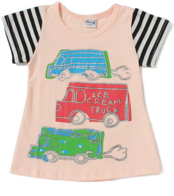 

Camey Girls Printed T Shirt(Pink, Peach