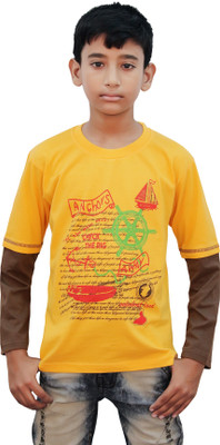 

Kothari Boys Printed Cotton T Shirt(Yellow, Pack of 1, Dyellow