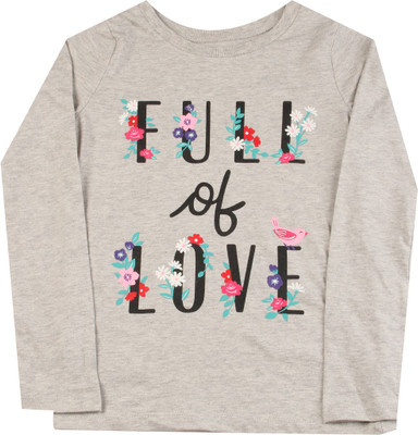 

Carter's Girls Printed Cotton T Shirt(Grey, Pack of 1, Heather (053)