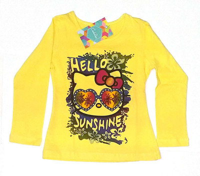 

Cuddlezz Girls Printed Cotton T Shirt(Yellow, Pack of 1