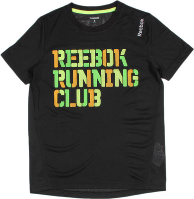 

REEBOK Boys Printed T Shirt(Black, Pack of 1