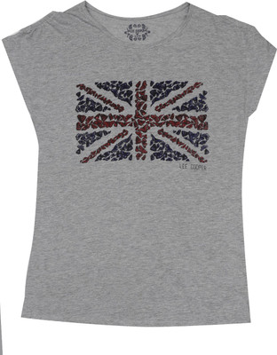 

Lee Cooper Juniors Girls Printed Cotton T Shirt(Grey, Pack of 1, Grey melange