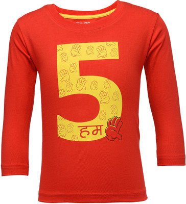 

NO.99 Boys Printed Cotton T Shirt(Orange, Pack of 1